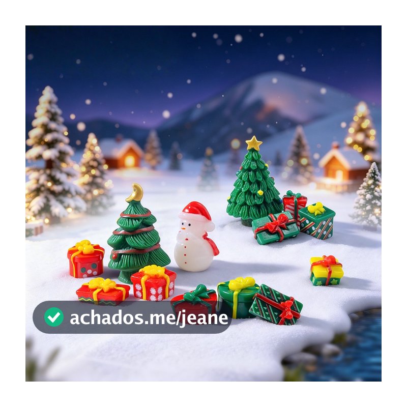 Mini Caixa de Presente de Natal Decoração Fofa Enfeite de Resina Miniatura Cenário Natalino DIY