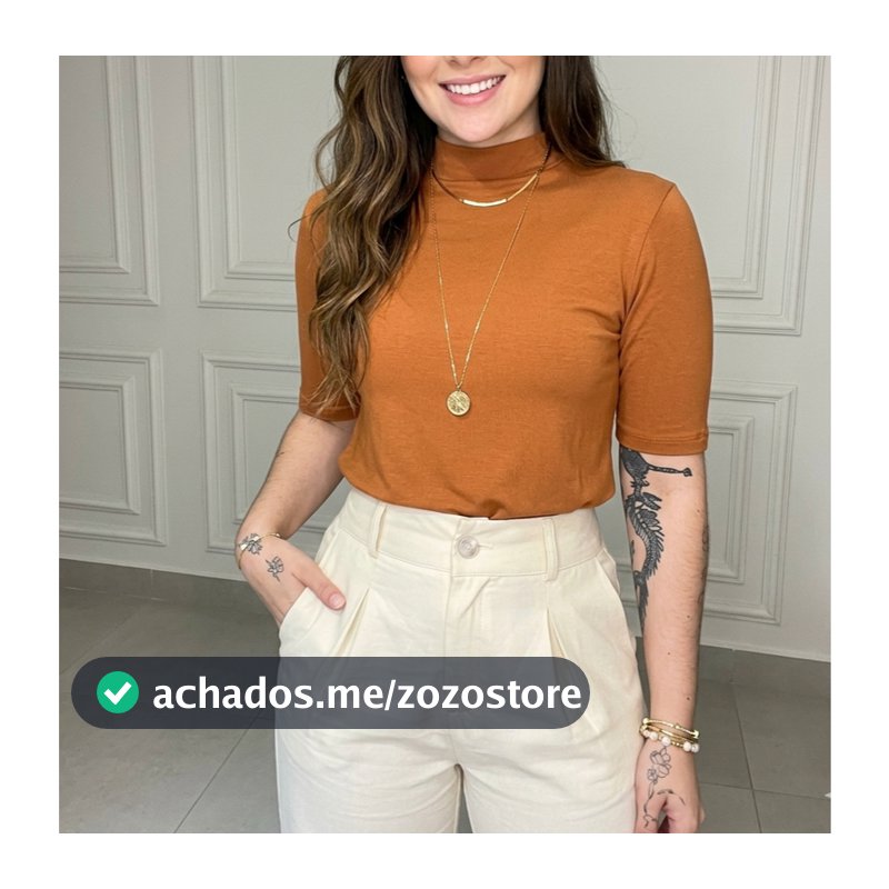Kit 2 Blusa Feminina Básica Gola Alta Cacharrel Viscolycra Manga Confortável Eliana