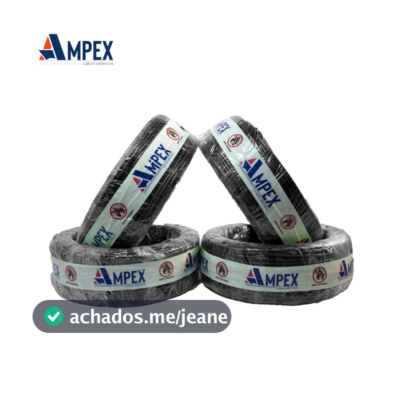 Fio Elétrico Cabo Flexível 4mm Rolo de 100m – Certificado INMETRO | Anti-chamas | Ampex