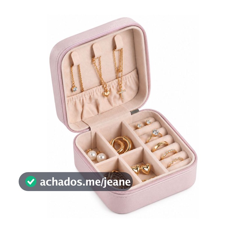 Porta Joias Rosa Compacto Organizador Viagem Lindelle