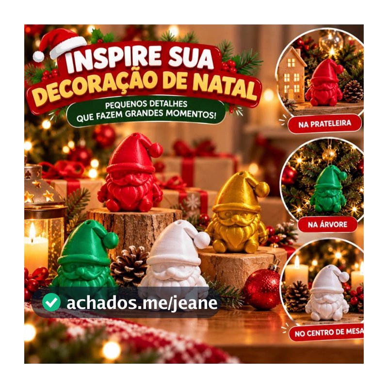 Enfeite de Natal Decorativo kit com Mini Gnomo de Cores Diferente.