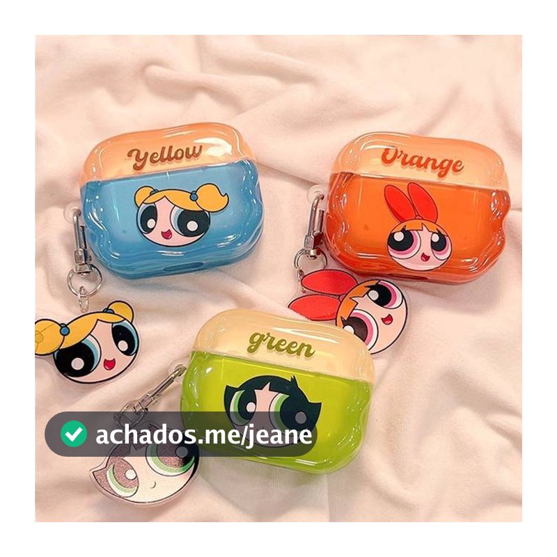 Capa De Fone De Ouvido Para Airpods 5 4 Pro 3 2 1 Desenho Colorido Powerpuff Girls Wave Edge TPU Macio À Prova De Choque