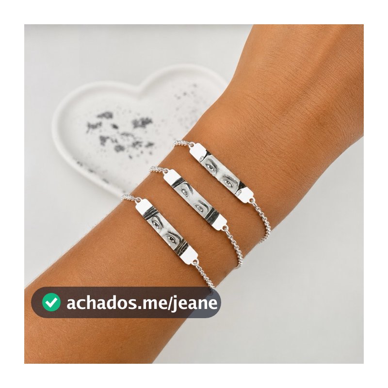 Pulseira olhar feminina foto gravação ultra realista gravação a  laser banhado à prata925 ou ouro18k - ENVIO EXPRESSO