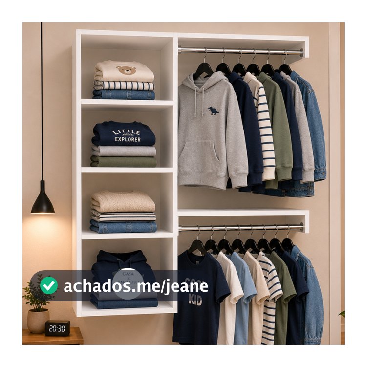 Arara Cabideiro Suspenso MDF Closet Aberto de Parede Moderno e Funcional 67