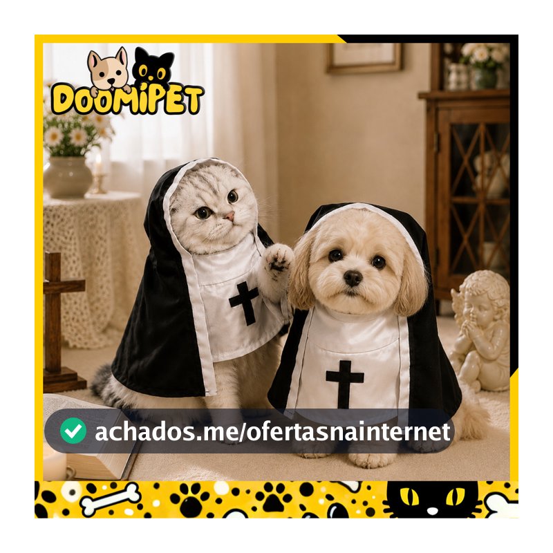 Fantasia Pet Freira Capa Para Cachorro E Gato Roupa Halloween