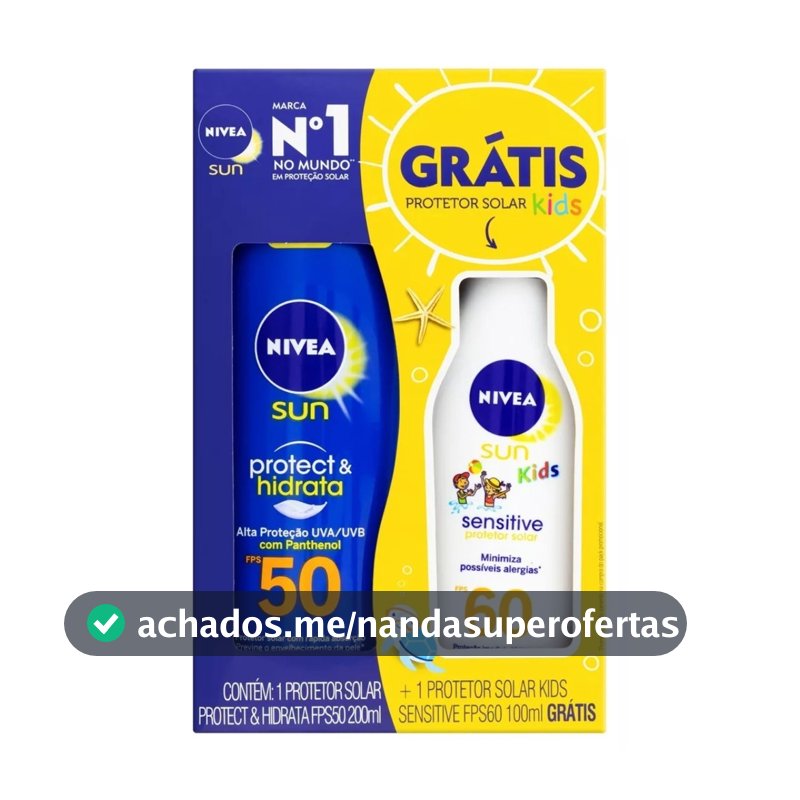 Kit Protetor Solar Adulto 50 FPS 200 ml + Protetor Solar Infantil 60 FPS 100 ml - Nivea