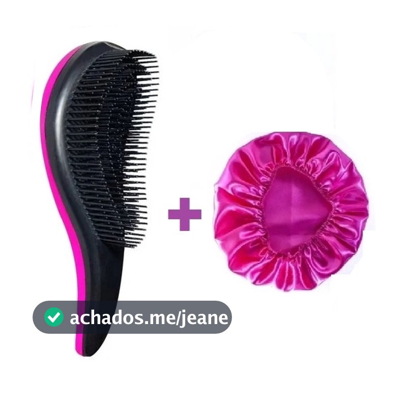 Kit 1 Escova Mágica + 1 Touca de Cetim Cuidados com o Cabelo