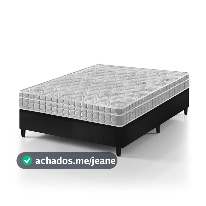 Cama Box Casal Preto + Colchão Espuma D33 Zidi Hanover Orthopedic 138x188x61cm
