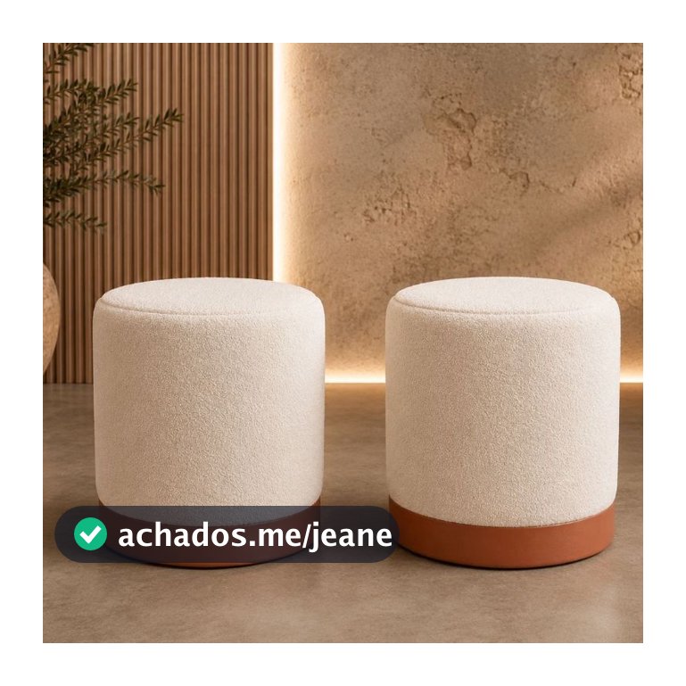 Kit Puff com Rodapé Cobre fosco em Tecido  Bouclé - D&L MÓVEIS