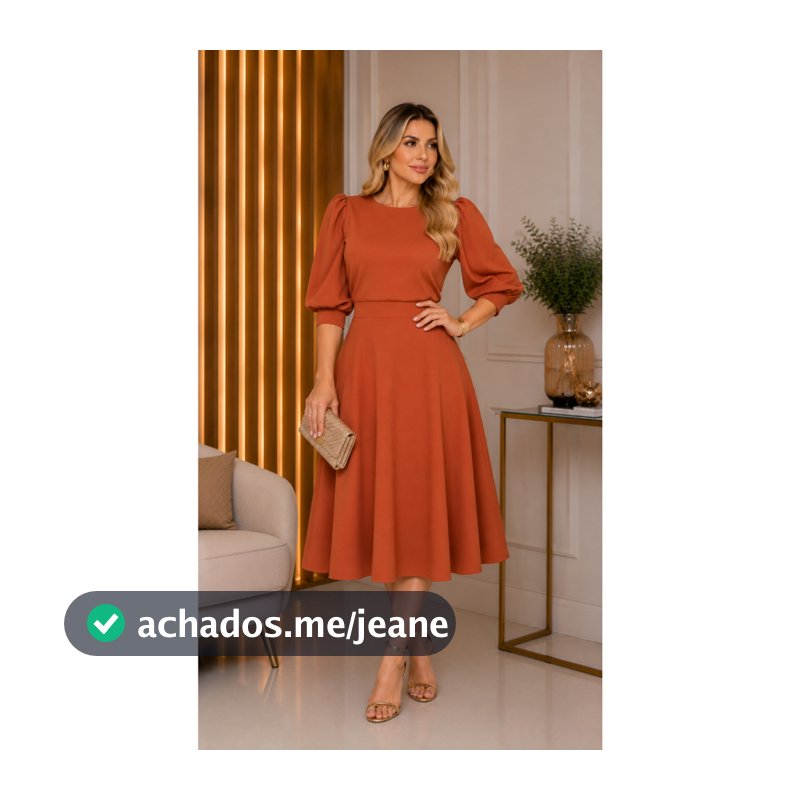 VESTIDO FEMININO MIDI VAZE SOCIAL MANGA 3/4 BUFANTE CREPE MALHA MODA EVANGELICA MODESTA FESTA PLUS
