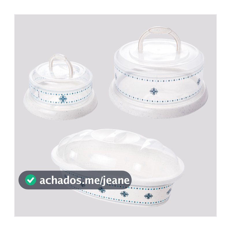 Kit Mesa Posta 3 Pçs Boleira Com Tampa Queijeira Porta Pão Cozinha Geladeira