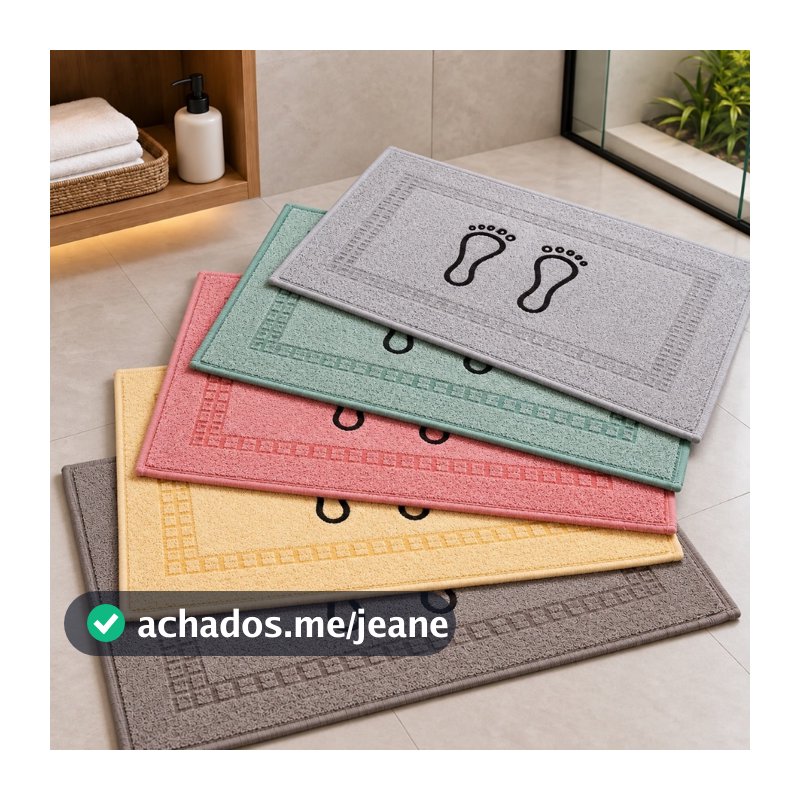Kit C/ 3, 5, 6 ou 10 Tapete Banheiro Atoalhado Pezinho Toalha de Piso Pano de Chão 100% Algodão 45x70cm Cores Sortidas