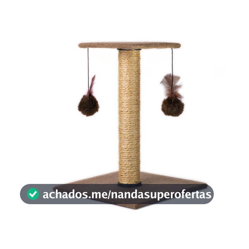 Arranhador Para Gatos Poste Com Brinquedo Duplo Cor Bege
