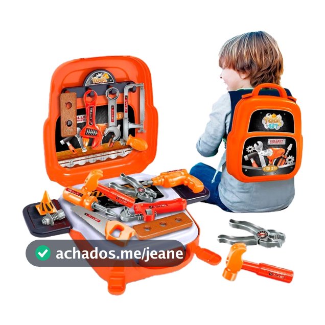Kit Maleta de Ferramentas Infantil 22 Peças 3 em 1 Tools