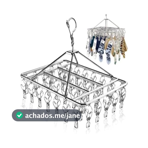 Varal Inox Para Roupas 30 Prendedores Calcinha Meias Cuecas Tênis
