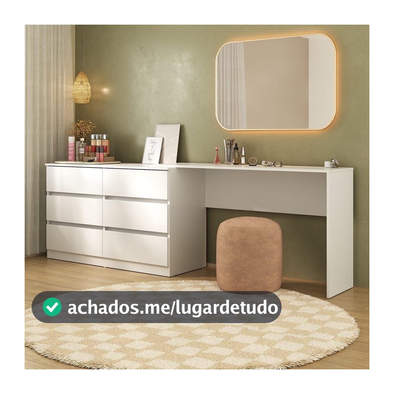 Penteadeira de Canto 120cm 6 Gavetas Flex Multimóveis MP4404
