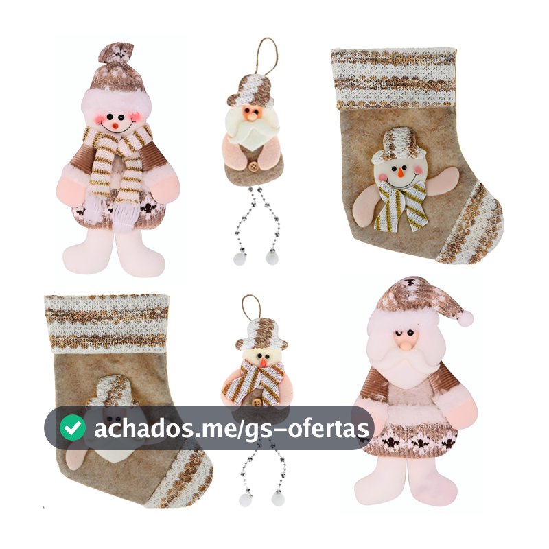 KIT LUXO NOEL BONECO 2 BOTA / 2 PENDENTE PERNA / 2 BOLINHA CARAMELO LUXO ENFENTE DECORAÇÃO NATAL