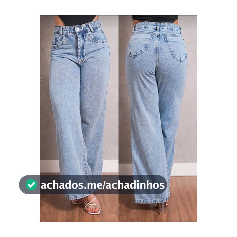 Calça Jeans Feminina Wide Leg Marmorizada Pantalona Cintura Alta Tecido Grosso Elegante Confortável