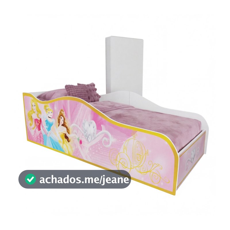 Cama Carro Princesas Meninas Montessoriana Com Colchão Premium Quarto Criança Berço Moderno Cor Rosa
