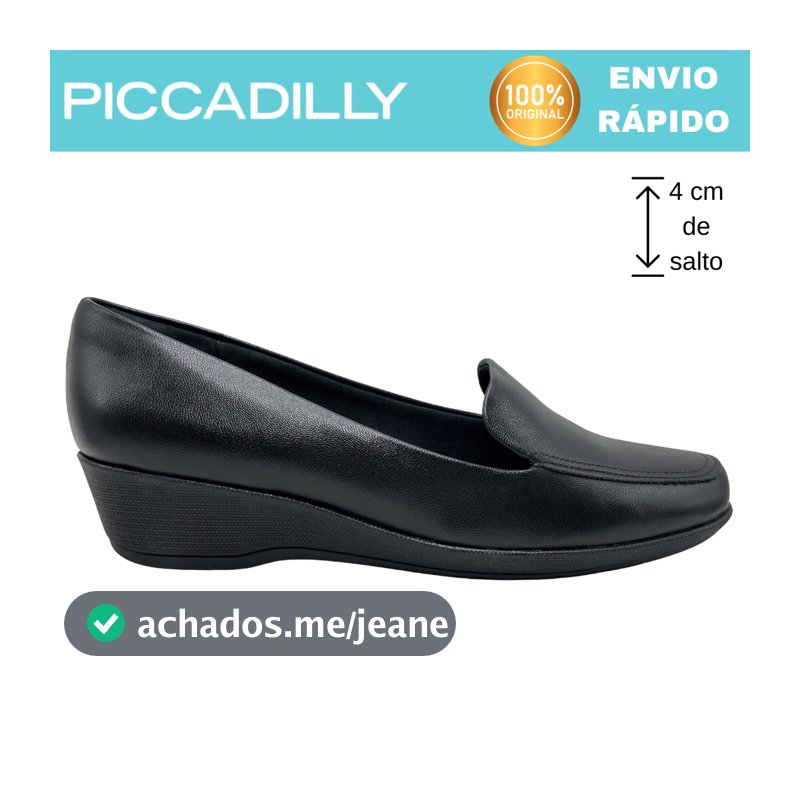 Sapato Anabela Piccadilly 143138 4cm Feminino Confortável com Palmilha Macia e Leveza