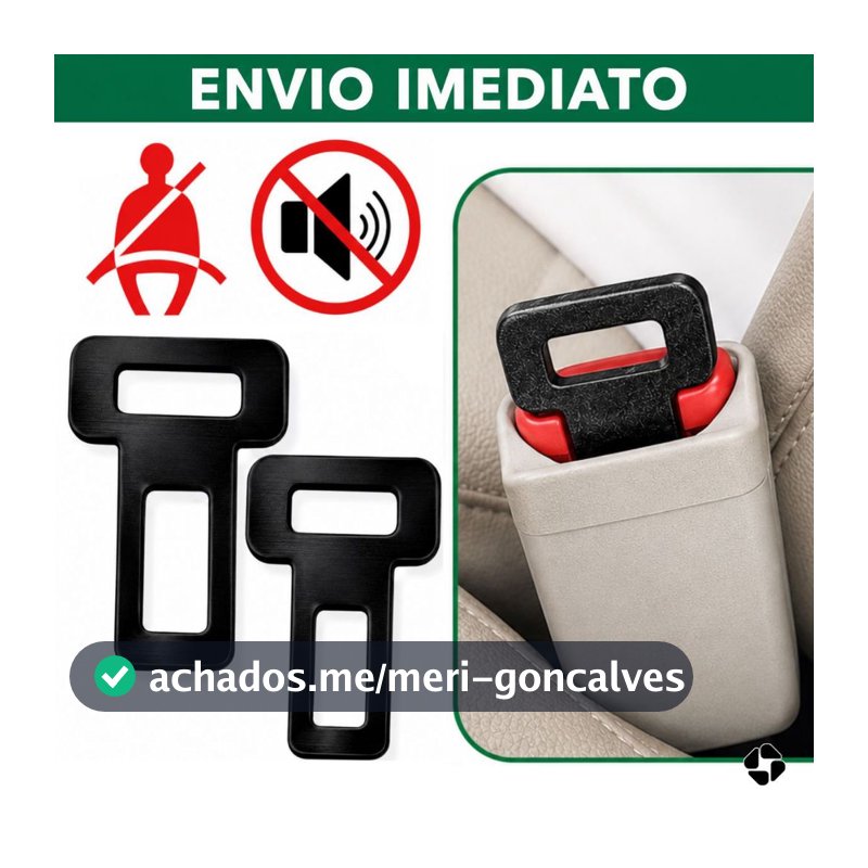 KIT 2 Fivela Lingueta Clip Cinto Segurança Carro Universal Anti Alarme Sonoro