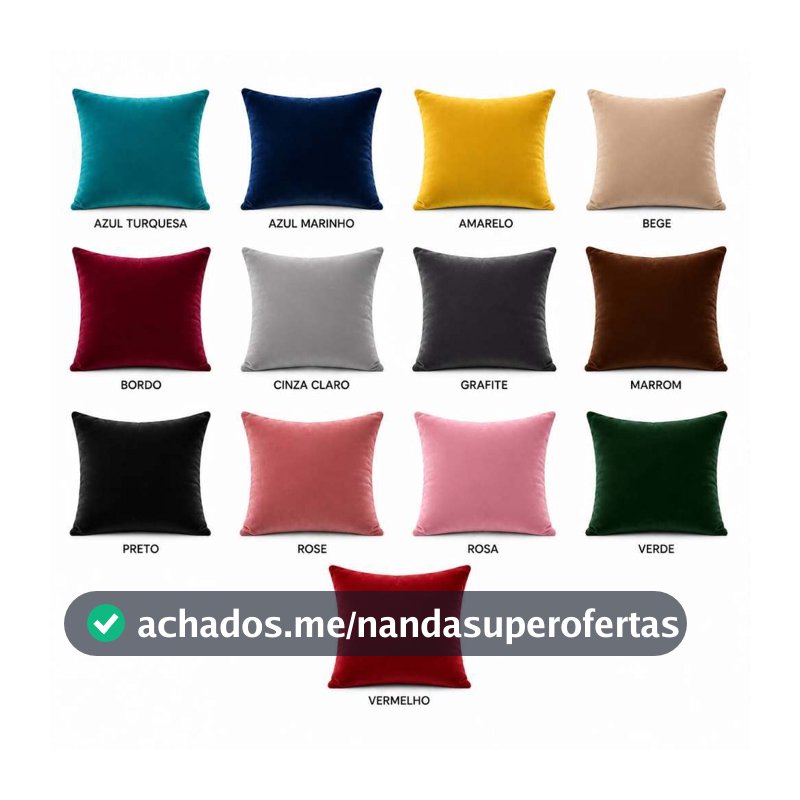 Almofada Decorativa de Veludo com Enchimento 33x33 cm para Sofá Poltrona e Cama