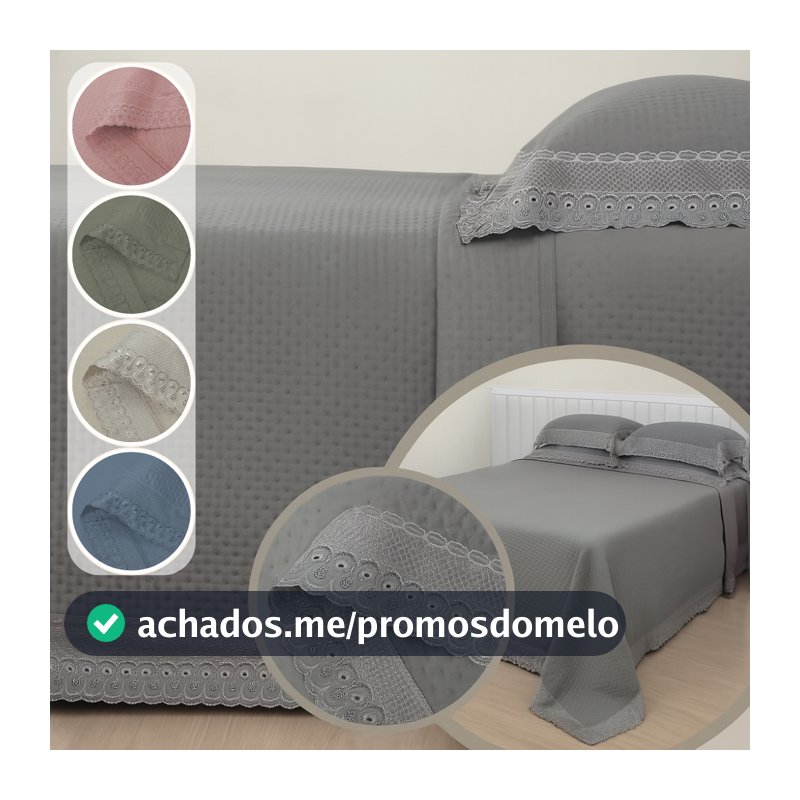 Kit Colcha Cobre Leito Casal Queen King Solteiro Super King Delicada Flora Renda Toque Macio Habitat