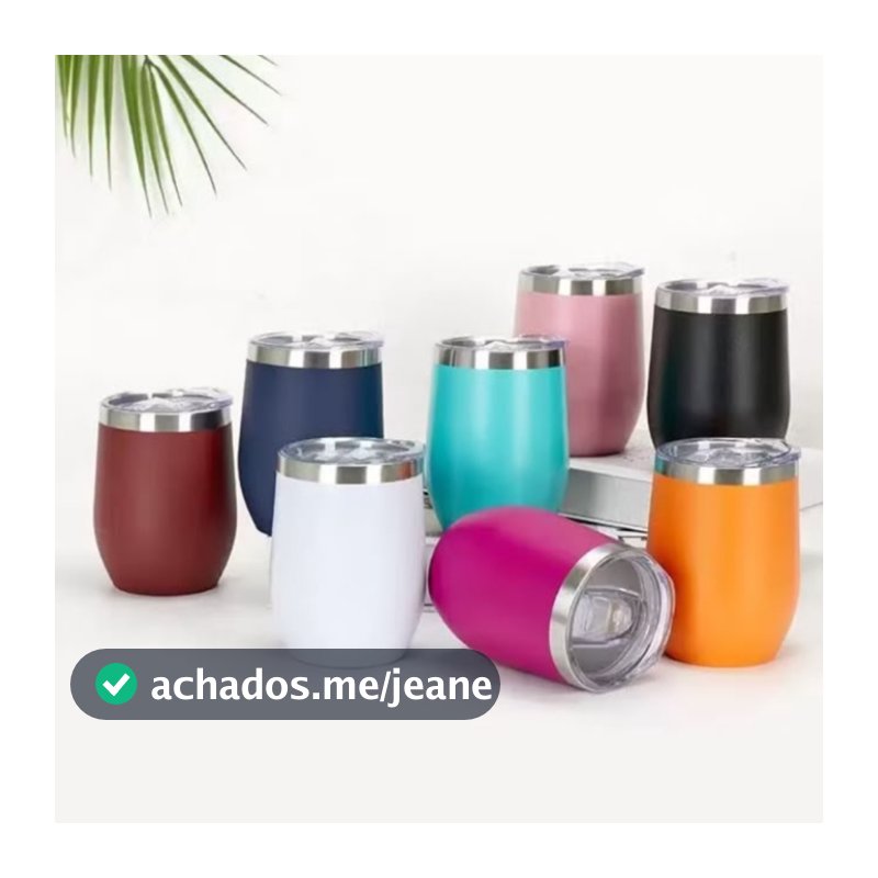 Novo Copo Ovo Cuia Temico 350ml Em Inox Com Tampa Acrilia Envio Imediato