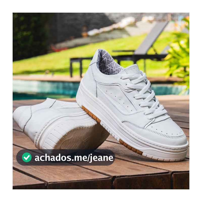 Tênis Feminino Vittal Couro Legítimo Aura Branco Solado Flatform Confort Minimalista
