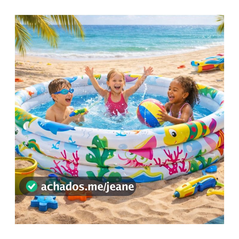 Piscina Inflável Infantil 100/180 Litros Redonda Criança Praia Pequena Bolinha Verão Água Sol Azul Pvc Anéis Picina