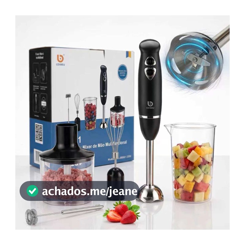 Mixer Power Inox 5 Em1 600w Triturador, Mixer Turbo,Batedor Espumador Leite