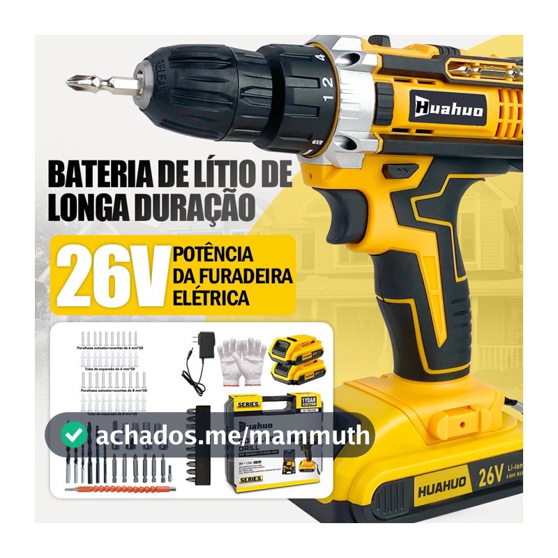 Furadeira Parafusadeira Furadeira e Parafusadeira a Bateria Parafusadeira 26V 2 bateria