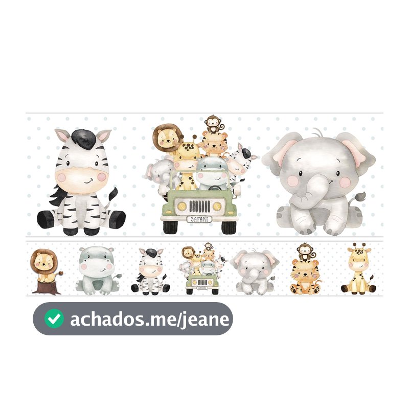 Kit 10 Faixas Adesivas Decorativas Safari Decoração Quarto Infantil Bebê Menino