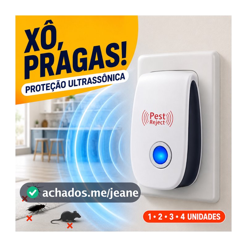 Repelente Eletrônico Ultrassônico de Tomada – Opções de 1, 2, 3 ou 4 Unidades