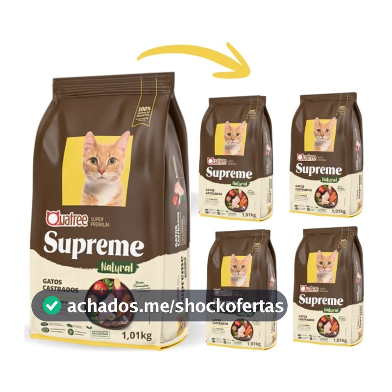Kit Quatree Supreme  Gatos Castrados Frango 1 kg. - 5 Pacotes