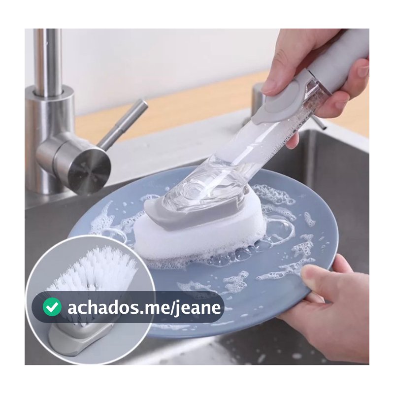 ESCOVA DE LIMPEZA LAVA LOUÇAS MULTIUSO COM DISPENSER PORTA DETERGENTE CLINK 5105