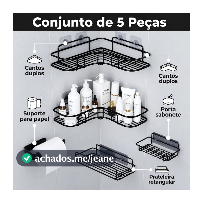 Suporte Prateleira Porta Shampoo Organizador De Canto Com Adesivo