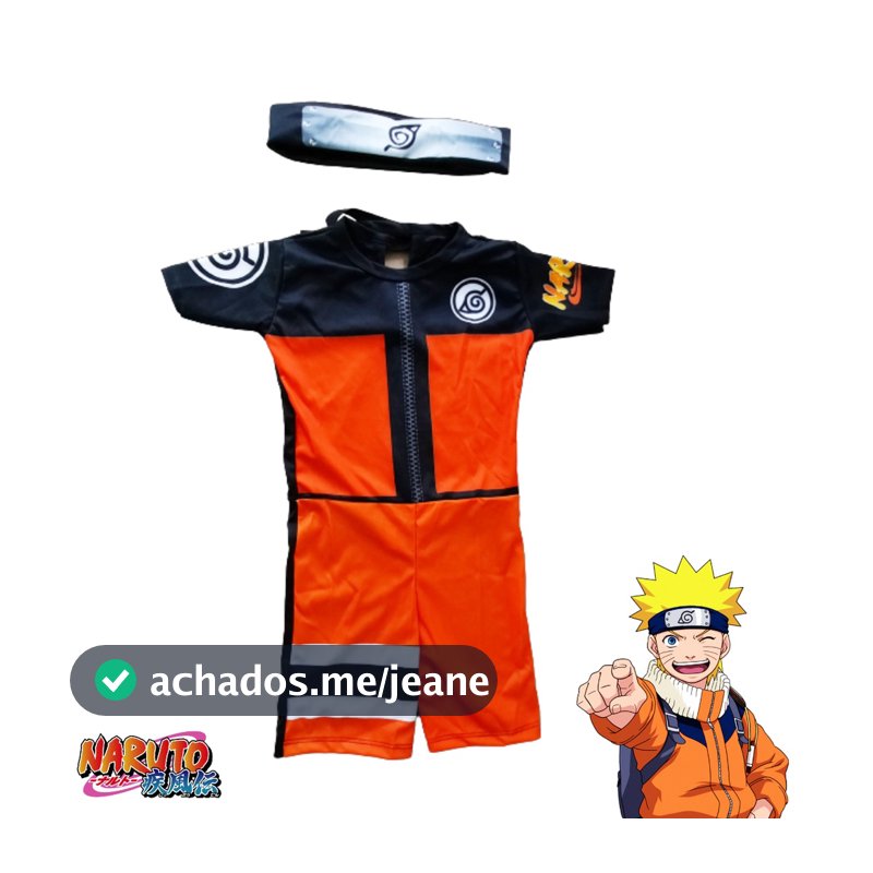 Roupa Fantasia Infantil do Naruto com Bandana de Tecido.