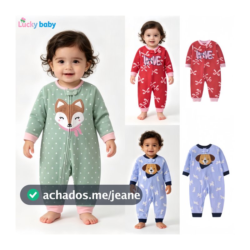 Lucky Baby Roupa Infantil Unissex Fleece Confortável Casual Manga Longa Outono Inverno