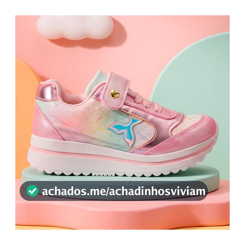 Tenis infantil Menina Tenis infantil Feminino Criança Sereia Rosa Tenis Menina