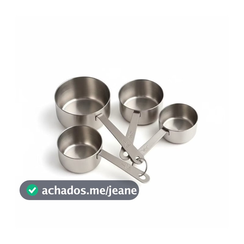 Kit 4 Copos de Medição de Inox Profissional Colher Medidora