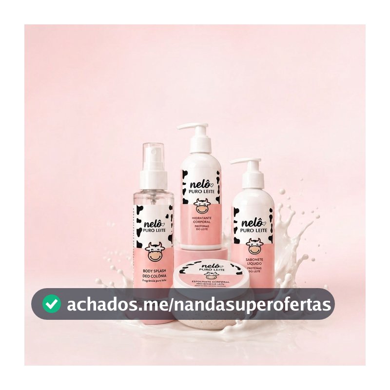 Kit Puro Leite Vaquinha - Sabonete, Esfoliante, Hidrante Corporal e Body Splash