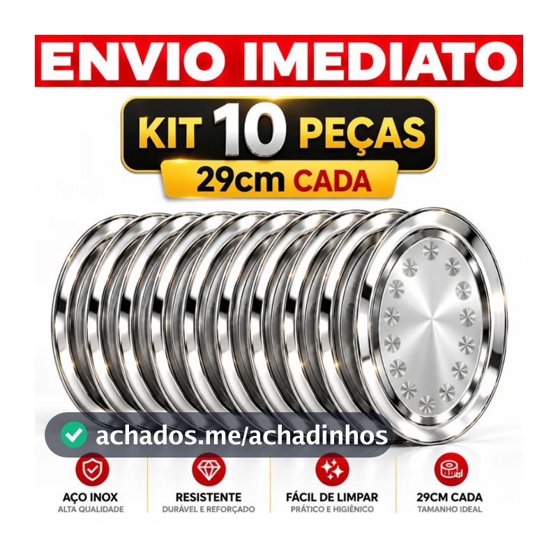 Travessa Inox Oval Bandeja Grande Rasa 29cm Para Porção Batata Bar Salada Restaurante Kit 10 peças