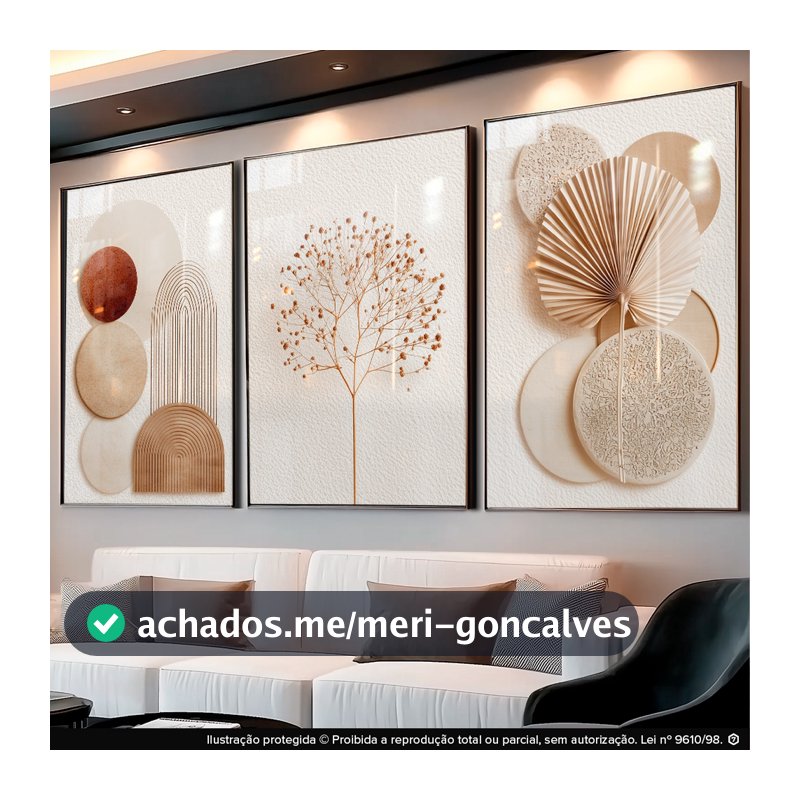Quadros Decorativos Abstratos Geométricos Boho Neutro Sala