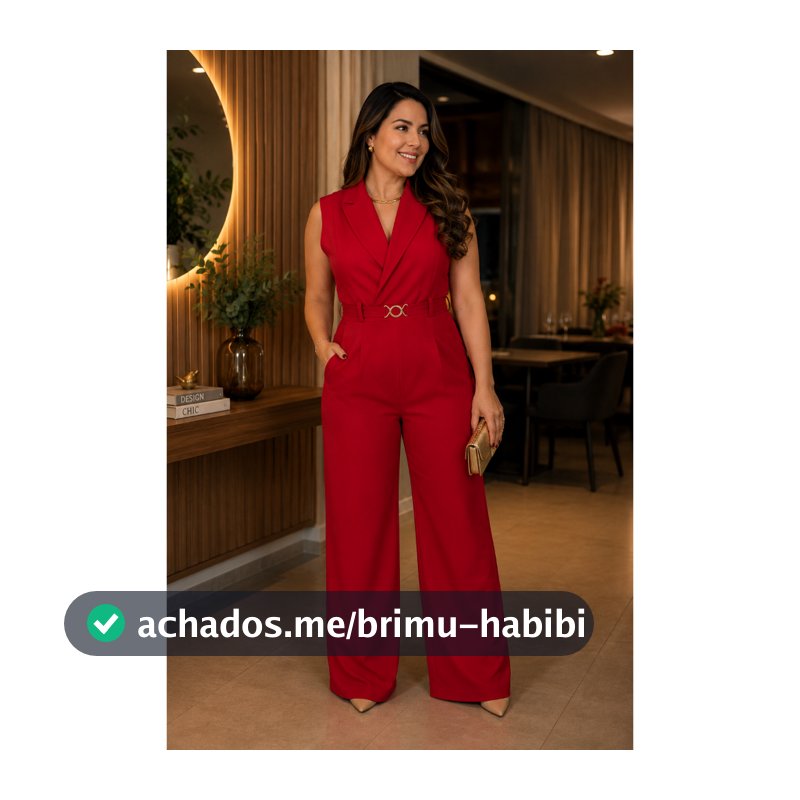 Macacão Feminino Alfaiataria Pantalona com Cinto e Gola Blazer – Longo Elegante