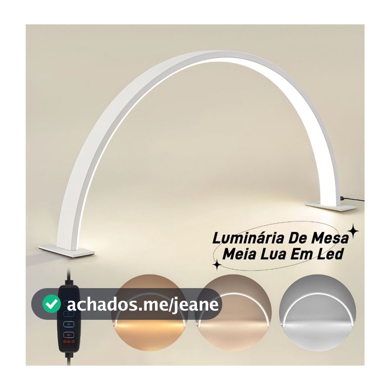 Luminária Led Meia Lua de Mesa Ring Light Estética e Manicure