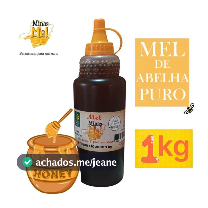 Mel de Abelha Puro Natural Orgânico Verdadeiro MINAS MEL 1kg 500g 280g Grande Médio Pequeno Bisnaga