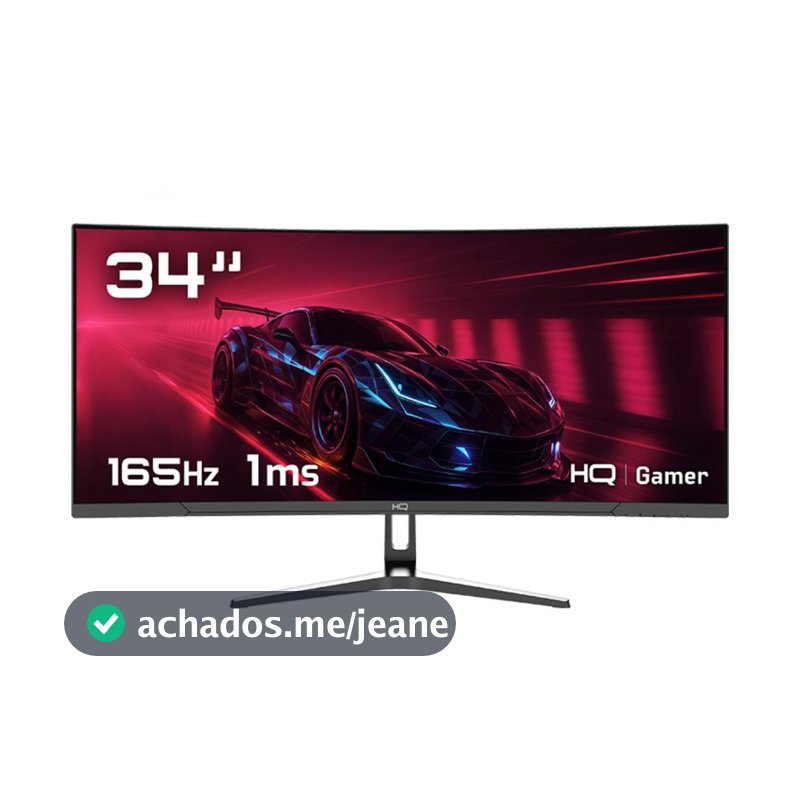 Monitor Gamer 34" Curvo 1ms, 165Hz, UltraWide (QHD) - 3440x1440 AMD FreeSync, HDMI, DP, HQ Premium HQ34C16
