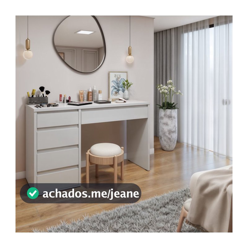 Penteadeira 5 Gavetas 100% MDF sem Espelho Giulia Yescasa Off White