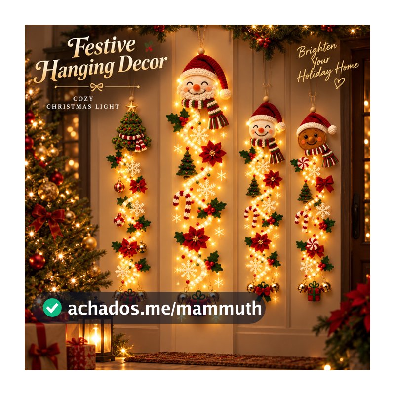 Cabide De Porta De Natal LED Iluminado Guirlanda Pendurado Ornamento Decoração De Casa De Férias Luzes Quentes